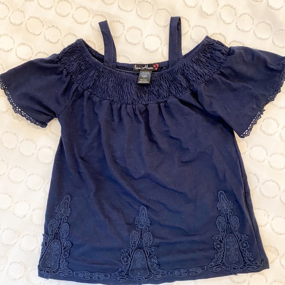 Navy off-the-shoulder blouse - Picture 4 of 4